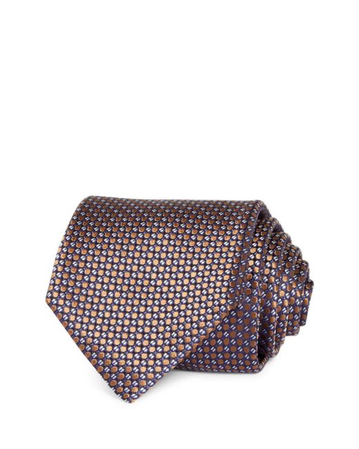 Canali Micro Circle Print Silk Classic Tie in Natural for Men | Lyst