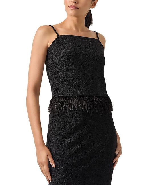 Misook Black Feather Trim Top