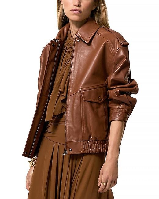 Reiss Brown Peyton Leather Jacket