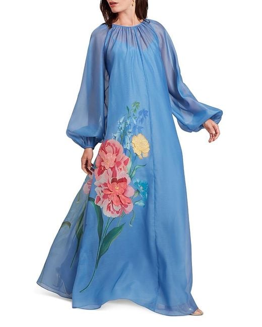 Ted Baker Niicoh Volume Sleeve Organza Maxi Dress in Blue | Lyst
