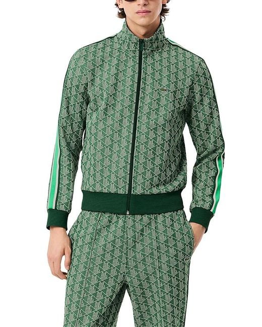 Lacoste Green Monogram Print Zip Front Track Jacket for men