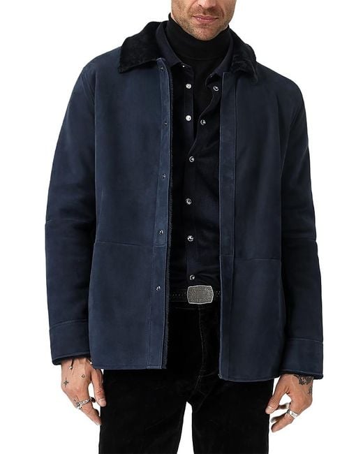 John Varvatos Blue Essex Shearling Jacket for men