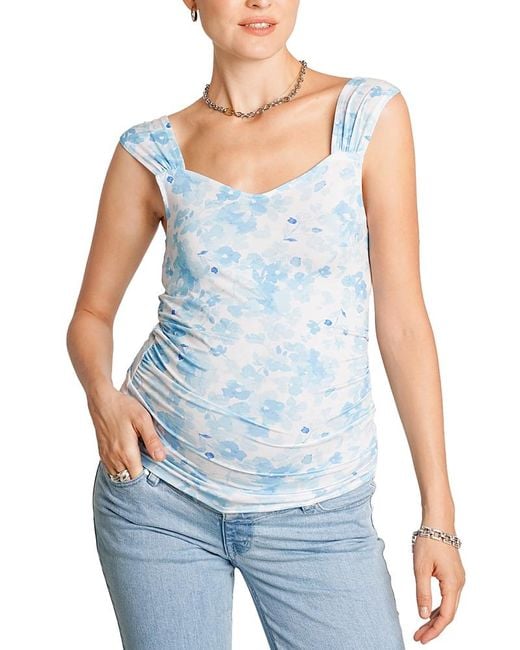 Nom Maternity Blue Lola Print Tank Top