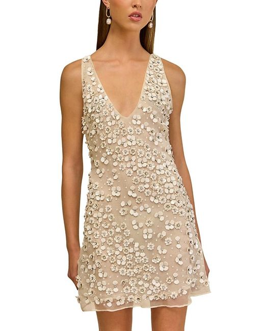 Cult Gaia Women's Natural Sapphira Silk Embellished Mini Dress