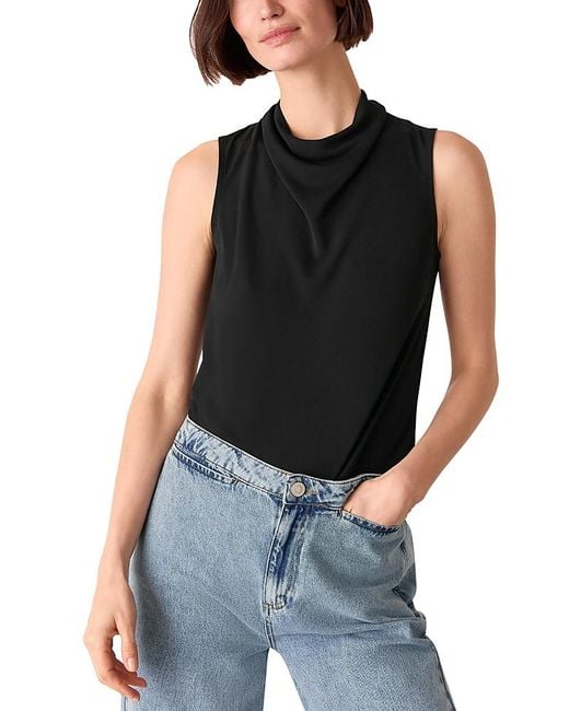 Whistles Black Sleeveless Cowlneck Top
