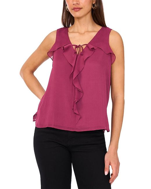 Vince Camuto Red Sleeveless Ruffled Top