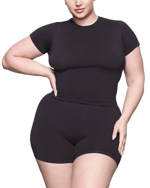 Skims Black Soft Smoothing Seamless T Shirt