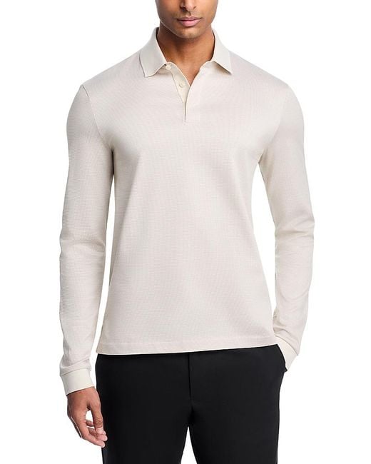 Boss White Pado Long Sleeve Mercerized Cotton Polo Shirt for men