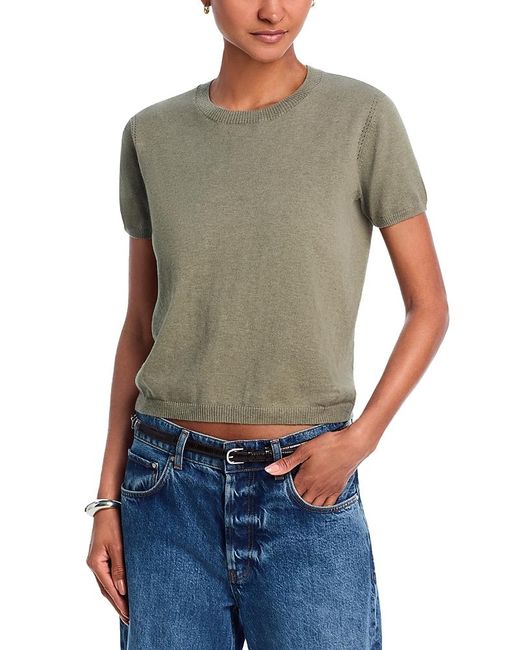 Bella Dahl Gray Short Sleeve Crewneck Sweater