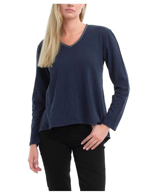 Wilt Blue Clothing Metallic Thread V-Neck Tee