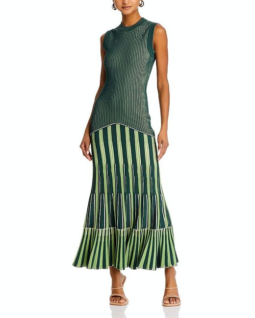 slim fit dress slacks Simkhai Page Green Contrast Knit Polo Mini Dress