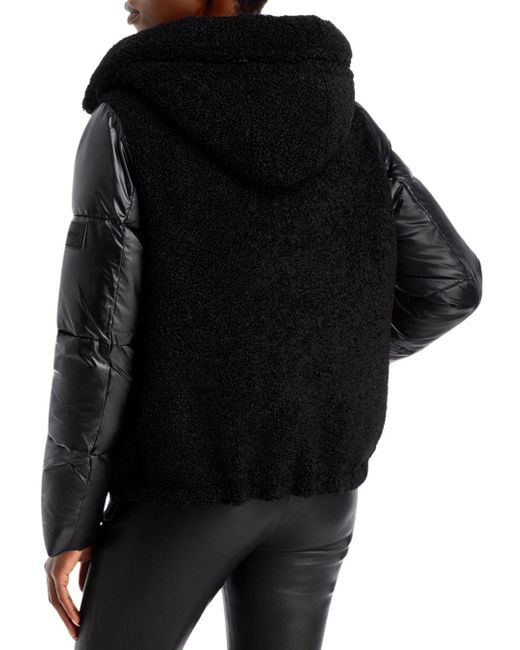 calvin klein faux sherpa combo puffer jacket