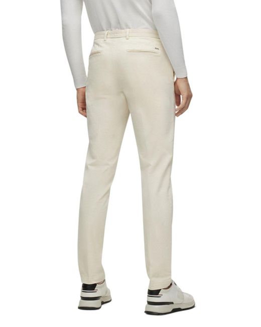 BOSS by HUGO BOSS Slimfit Pants In Melange Stretch Fabric in Natural for  Men  Lyst