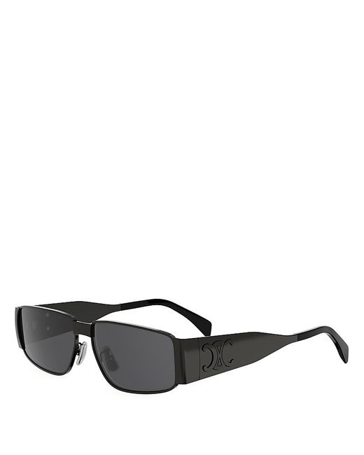 Céline Gray Metal Triomphe Rectangle Sunglasses, 59Mm for men