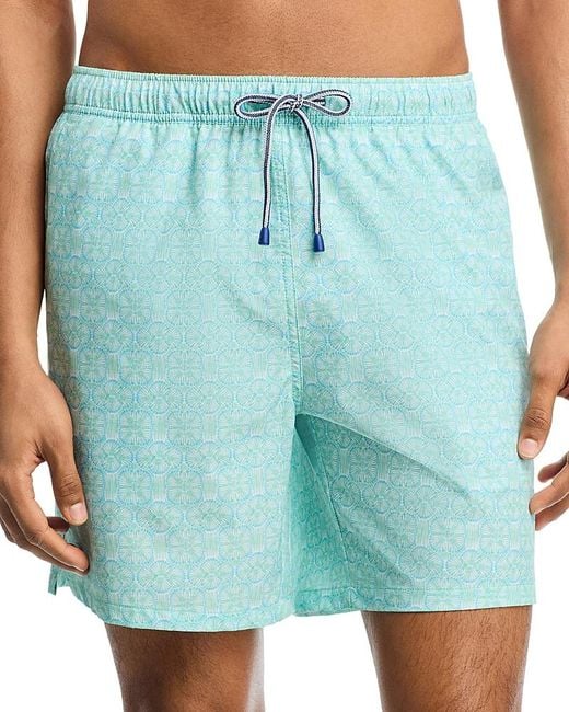 Peter Millar Blue Tide Lines 7 Swim Trunks for men