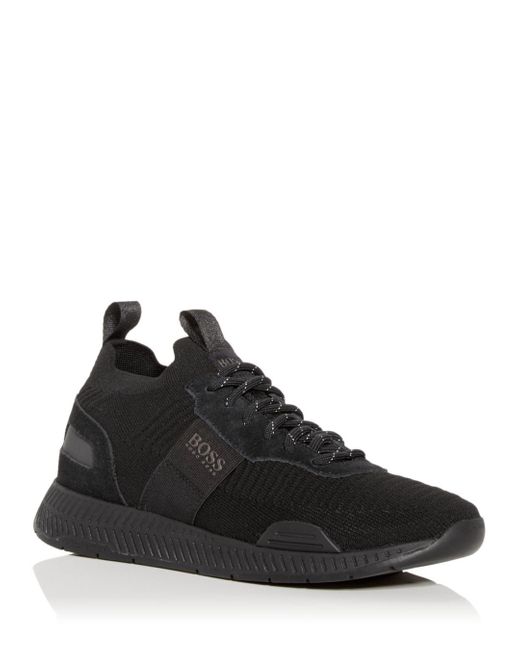 hugo boss low top knit trainers