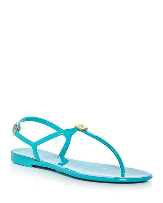 MCM Blue Monogram Jelly Sandals
