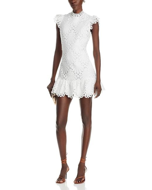 Aqua Mock Neck Lace Shift Dress in White | Lyst Aqua Mock Neck Lace Shift Dress in White | Lyst