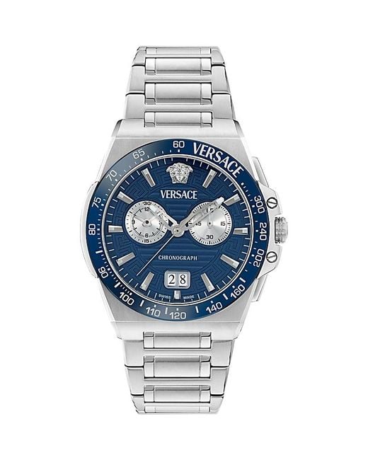 Versace Blue Greca Reaction Chronograph, 43Mm for men