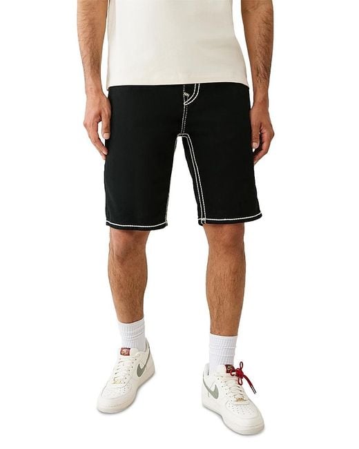 True Religion Black Bobby Flap Rope Stitch Shorts for men