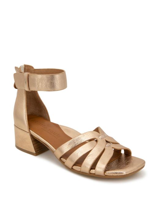 Gentle Souls Leather Break My Park Ankle Strap Mid Heel Sandals in Rose