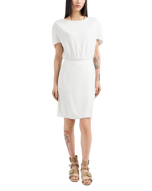 Emporio Armani White Batwing Sleeve Dress