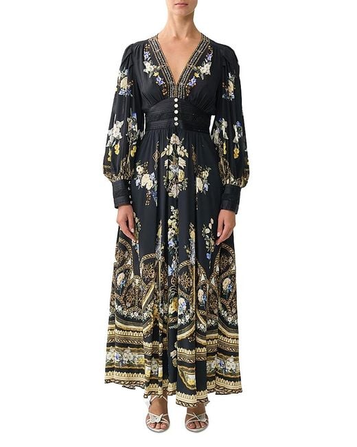 Camilla Black Silk Pleated Waist Dress