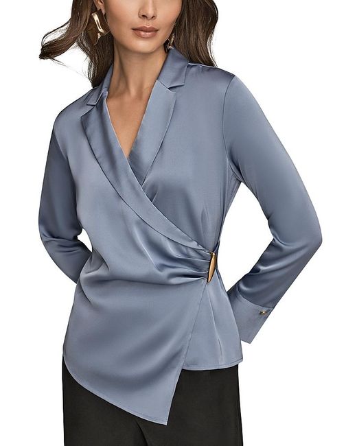 Donna Karan Blue Wrap Blouse