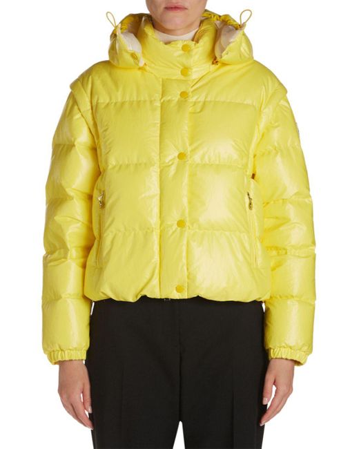 Moncler Mauleon Hooded Puffer Jacket in Yellow | Lyst