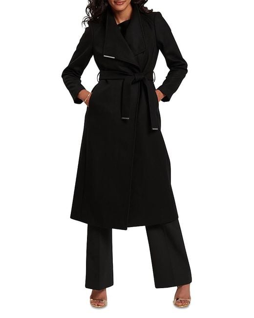 Ted Baker Black Rosell Wool Blend Wrap Coat