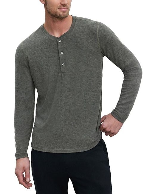 Velvet By Graham & Spencer Gray Ryland Slim Fit Henley for men