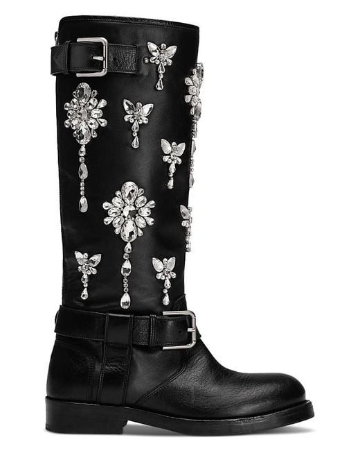 Dolce & Gabbana Rhinestone Boots in Black | Lyst