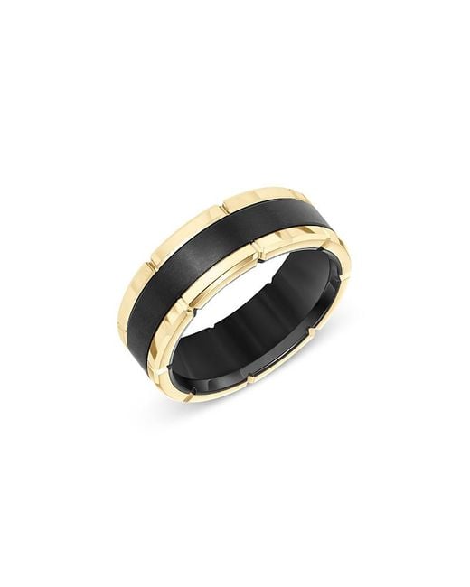 Bloomingdale's Fine Collection Black Band With A Link Edge for men