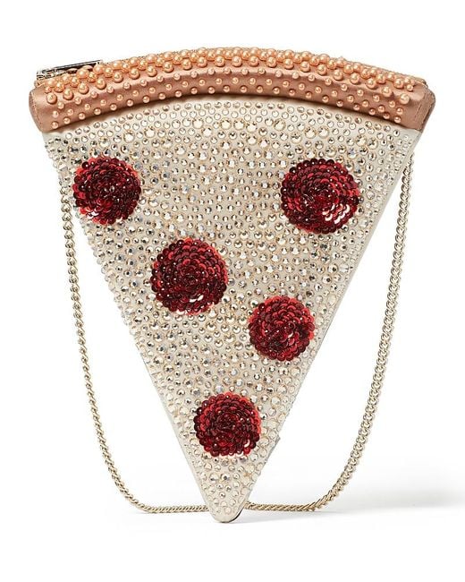Kate Spade White Slice Crystal Embellished 3D Pizza Crossbody