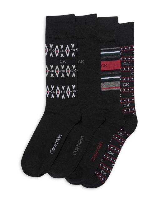 Calvin Klein Fair Isle Crew Dress Socks in Black for Men Lyst
