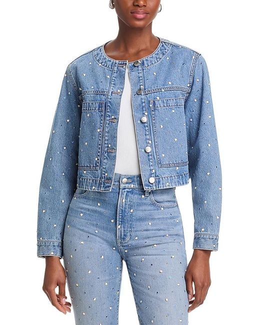 Veronica Beard Blue Bezel Stud Lowry Jacket
