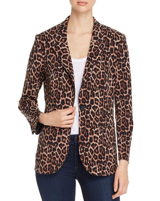 T Tahari Synthetic Leopard - Print Knit Blazer in Brown - Lyst