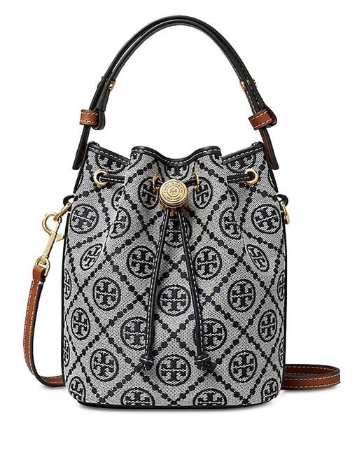 Tory Burch Black T Monogram Mini Bucket Bag