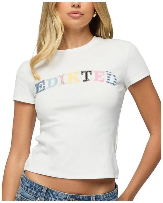 Edikted White Patchwork Baby T Shirt