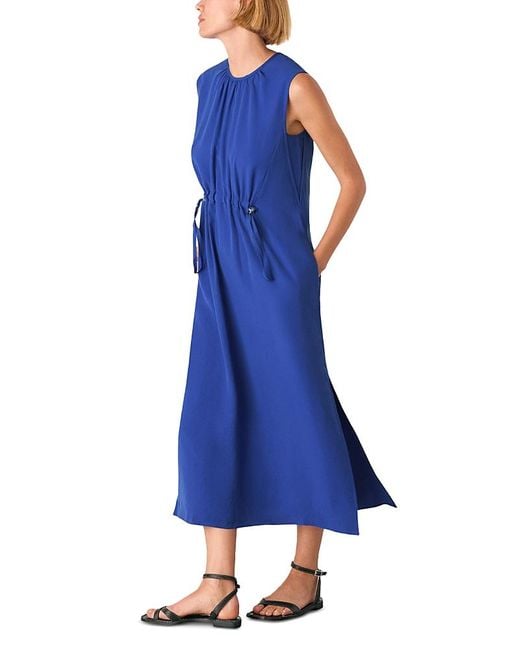 Whistles Blue Sleeveless Midi Dress