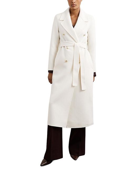 Reiss White Petite Dora Double Breasted Occasion Coat