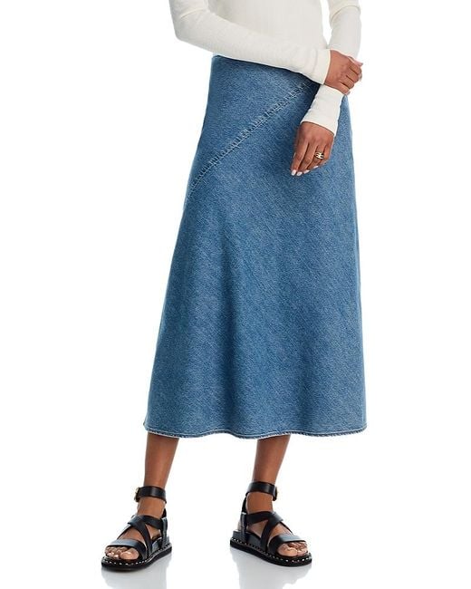 Rag & Bone Blue Ultra Featherweight Midi Skirt