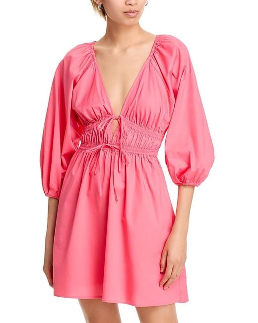Wayf Leighton Poplin Mini Dress in Pink | Lyst