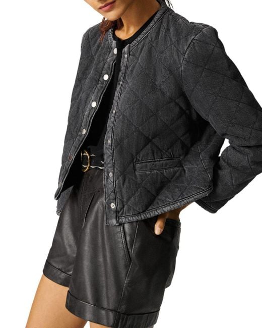 Ba&sh Gladys Quilted Denim Jacket in Black Lyst Canada