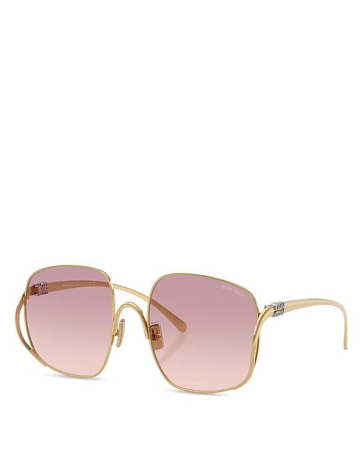 Miu Miu Pink Square Sunglasses, 57Mm