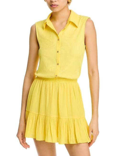 Ramy Brook Yellow Odette Mixed Media Dress