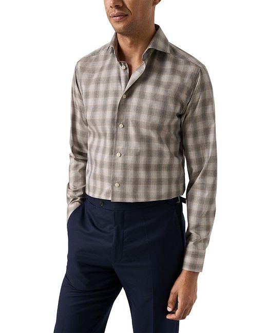 Eton Men's Blue Slim Fit Bold Check Twill Shirt Eton Men's Blue Slim Fit Bold Check Twill Shirt