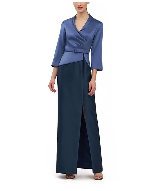 Kay Unger Blue Annabeth Column Gown