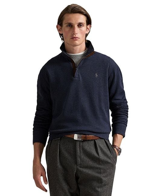 Polo Ralph Lauren Blue Houndstooth Luxury Jersey Pullover for men