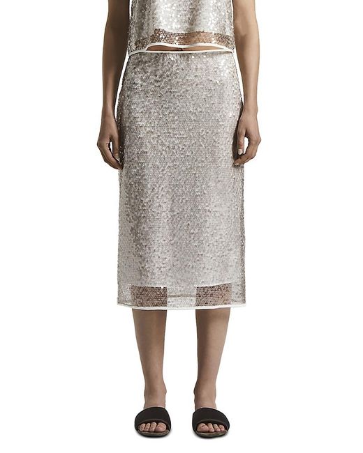 Peserico Gray Sequined Midi Skirt